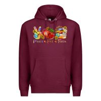 Burgundy peace love teach Premium Hoodie - texasbilliewilder