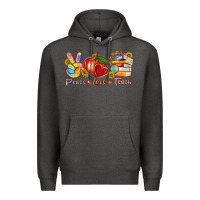 Charcoal Heather peace love teach Premium Hoodie - texasbilliewilder