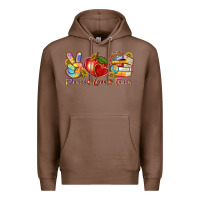 Chestnut peace love teach Premium Hoodie - texasbilliewilder