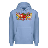 Colony Blue peace love teach Premium Hoodie - texasbilliewilder