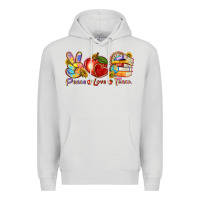 Dove Grey peace love teach Premium Hoodie - texasbilliewilder