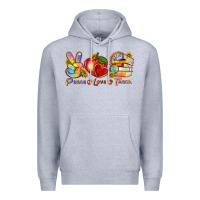 Heather Grey peace love teach Premium Hoodie - texasbilliewilder
