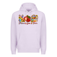 Lilac peace love teach Premium Hoodie - texasbilliewilder