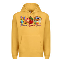 Mustard peace love teach Premium Hoodie - texasbilliewilder