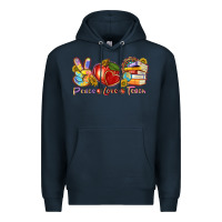 Navy peace love teach Premium Hoodie - texasbilliewilder