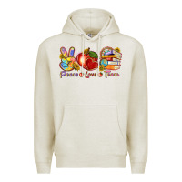 Oatmeal Heather peace love teach Premium Hoodie - texasbilliewilder
