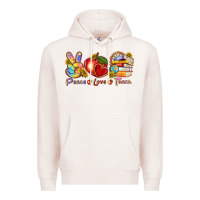 Pale Pink peace love teach Premium Hoodie - texasbilliewilder