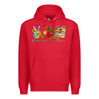 Red peace love teach Premium Hoodie - texasbilliewilder