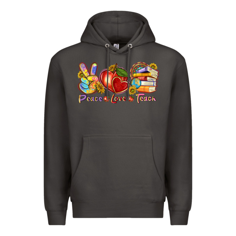 Peace Love Teach Premium Hoodie by texasbilliewilder | Teevron