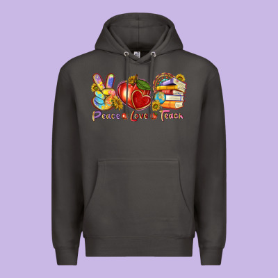 Peace Love Teach Premium Hoodie Designed By Texasbilliewilder