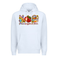 White peace love teach Premium Hoodie - texasbilliewilder