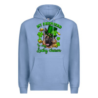 Colony Blue st.patrick's day my shepherd is my lucky charm Premium Hoodie - RanaPortraitStore