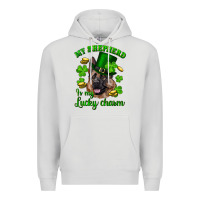Dove Grey st.patrick's day my shepherd is my lucky charm Premium Hoodie - RanaPortraitStore