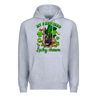 Heather Grey st.patrick's day my shepherd is my lucky charm Premium Hoodie - RanaPortraitStore