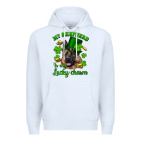 White st.patrick's day my shepherd is my lucky charm Premium Hoodie - RanaPortraitStore