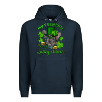 Navy st.patrick's day my french bulldog is my lucky charm Premium Hoodie - RanaPortraitStore