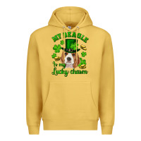 Antique Gold st.patrick's day my beagle is my lucky charm Premium Hoodie - RanaPortraitStore