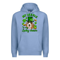 Colony Blue st.patrick's day my beagle is my lucky charm Premium Hoodie - RanaPortraitStore