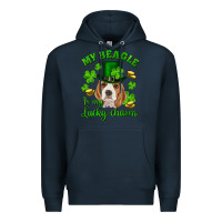 Navy st.patrick's day my beagle is my lucky charm Premium Hoodie - RanaPortraitStore