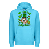 Ocean Blue st.patrick's day my beagle is my lucky charm Premium Hoodie - RanaPortraitStore