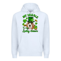 White st.patrick's day my beagle is my lucky charm Premium Hoodie - RanaPortraitStore