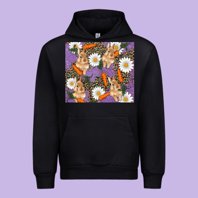 Urban Hoodie easter bunny carrot daisys leopard glitter