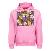 Fuchsia Pink easter bunny carrot daisys leopard glitter Urban Hoodie - RanaPortraitStore