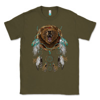 Army Green bear  native dreamcatcher Classic Tee - BarkalooDesign