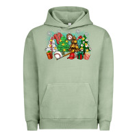 Pigment Oil Green christmas trees with baseball Urban Hoodie - Zillion Design Studio