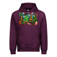Mauve Wine christmas trees with football Urban Hoodie - Zillion Design Studio