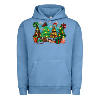 Pigment Pebble Blue christmas trees with football Urban Hoodie - Zillion Design Studio