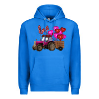 True Royal valentine's day pink tractor with pin heart balloons Premium Hoodie - RanaPortraitStore
