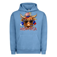 Pigment Pebble Blue moorica with cow billie wilder Urban Hoodie - texasbilliewilder