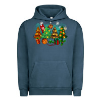 Pigment Midnight Navy christmas trees with basketball Urban Hoodie - Zillion Design Studio