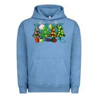 Pigment Pebble Blue christmas trees with tennis Urban Hoodie - Zillion Design Studio