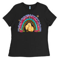 Easter Flowers And Butterfly With Chicks Rainbow Ladies Tee | Teevron