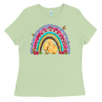 Matcha easter flowers and butterfly with chicks rainbow Ladies Tee - Artiststas