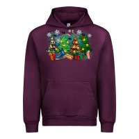 Mauve Wine christmas trees with hockey Urban Hoodie - Zillion Design Studio