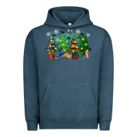 Pigment Midnight Navy christmas trees with hockey Urban Hoodie - Zillion Design Studio