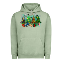 Pigment Oil Green christmas trees with hockey Urban Hoodie - Zillion Design Studio