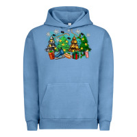 Pigment Pebble Blue christmas trees with hockey Urban Hoodie - Zillion Design Studio