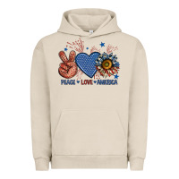 Pigment French Oak peace love america billie wilder Urban Hoodie - texasbilliewilder