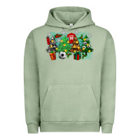 Pigment Oil Green christmas trees with soccer Urban Hoodie - Zillion Design Studio