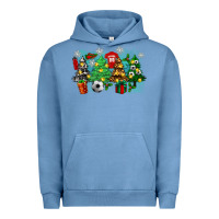 Pigment Pebble Blue christmas trees with soccer Urban Hoodie - Zillion Design Studio