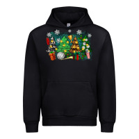 Black christmas trees with volleyball Urban Hoodie - Zillion Design Studio