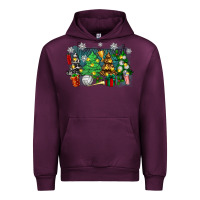 Mauve Wine christmas trees with volleyball Urban Hoodie - Zillion Design Studio