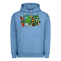Pigment Pebble Blue christmas trees with volleyball Urban Hoodie - Zillion Design Studio