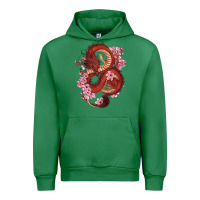 Emerald red dragon and sakura cherry blossoms Urban Hoodie - RanaPortraitStore