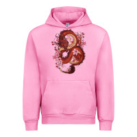 Fuchsia Pink red dragon and sakura cherry blossoms Urban Hoodie - RanaPortraitStore