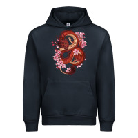 Navy red dragon and sakura cherry blossoms Urban Hoodie - RanaPortraitStore